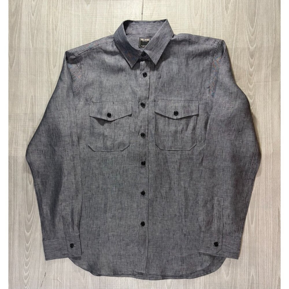 Todd Snyder Two Pockets 100% linen shirt sz M color Blue  NWT mspr $188